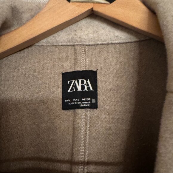 Zara Tan Blend Long Overcoat Women's Size Large - Picture 3 of 6